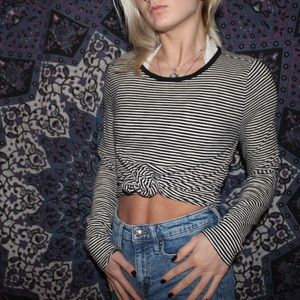 Black and white long sleeve top